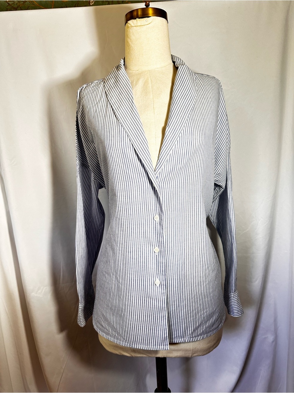 Alex Mill Tie back Stripe Button-Back Shirt in Blue & White